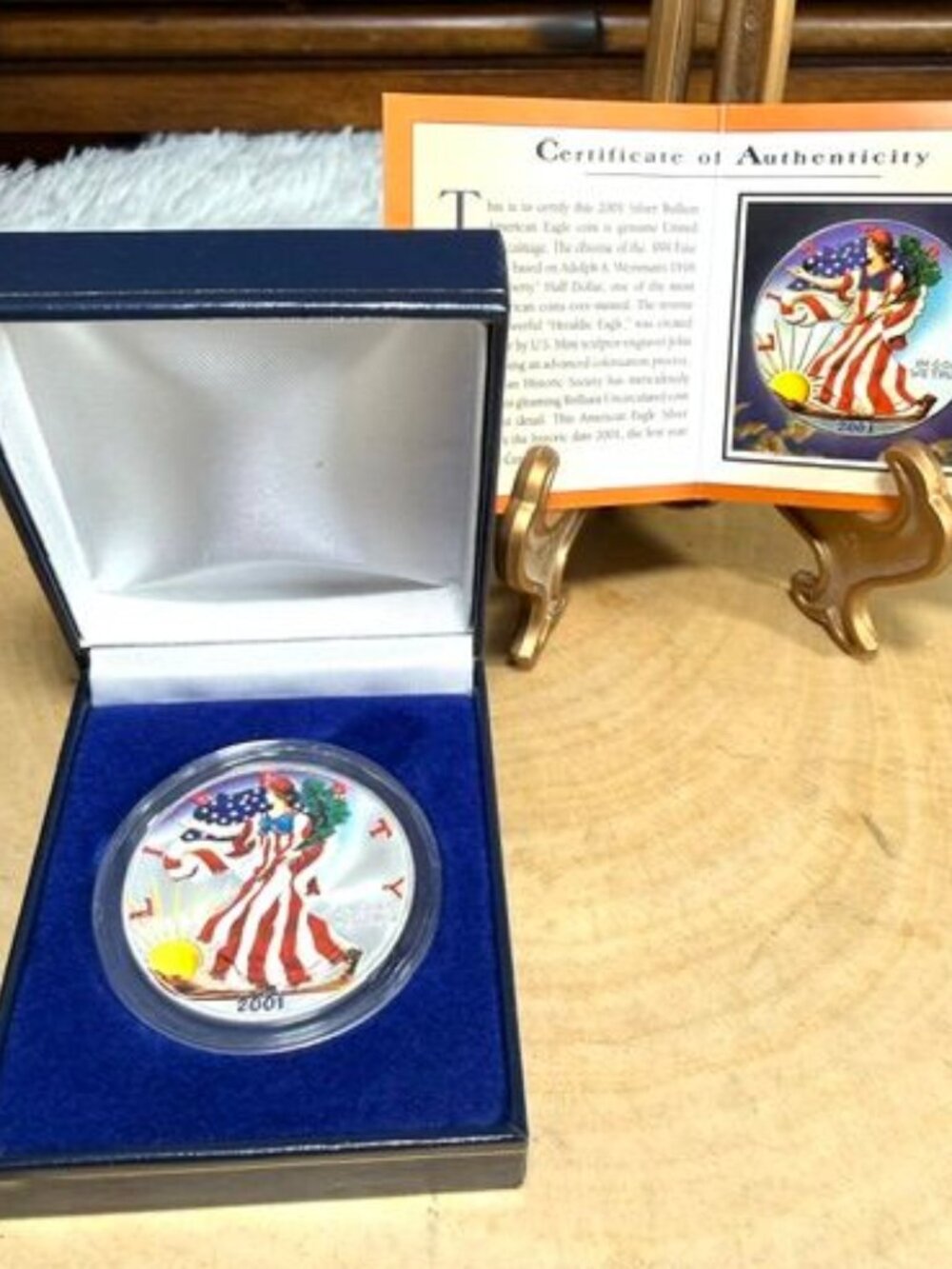 Vintage American Historic Society 2001 Colorized American Eagle Silver Dollar